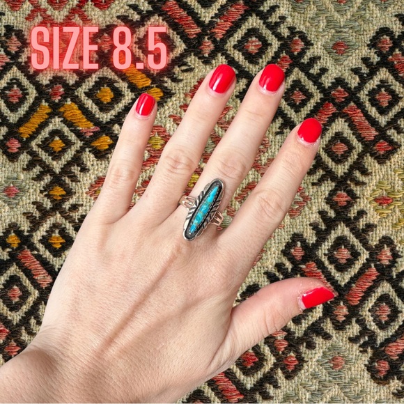 New Turquoise Ring Sterling Silver Stamped ✨ SIZE 8.5 - Picture 1 of 4